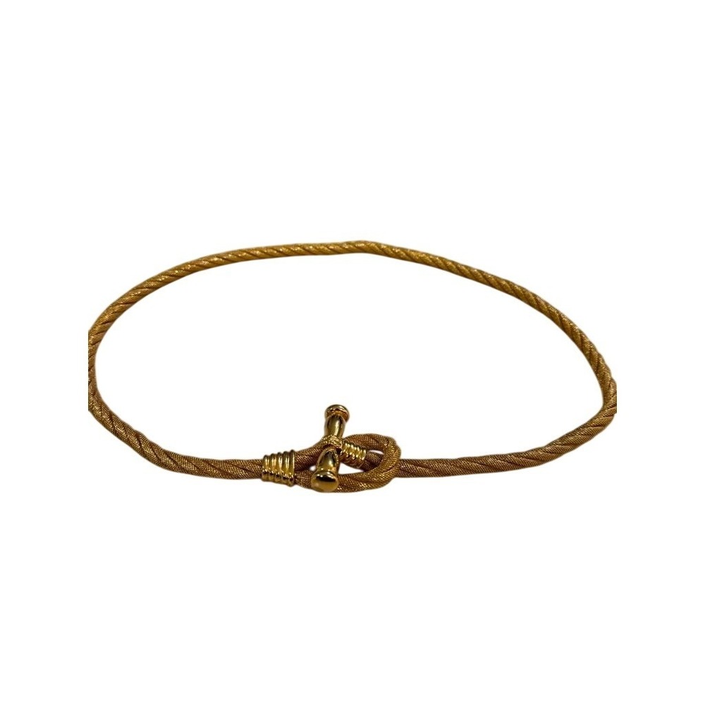Vintage Gold Tone Mesh Rope Belt Twisted Cord Toggle Closure Metallic 32 Inch